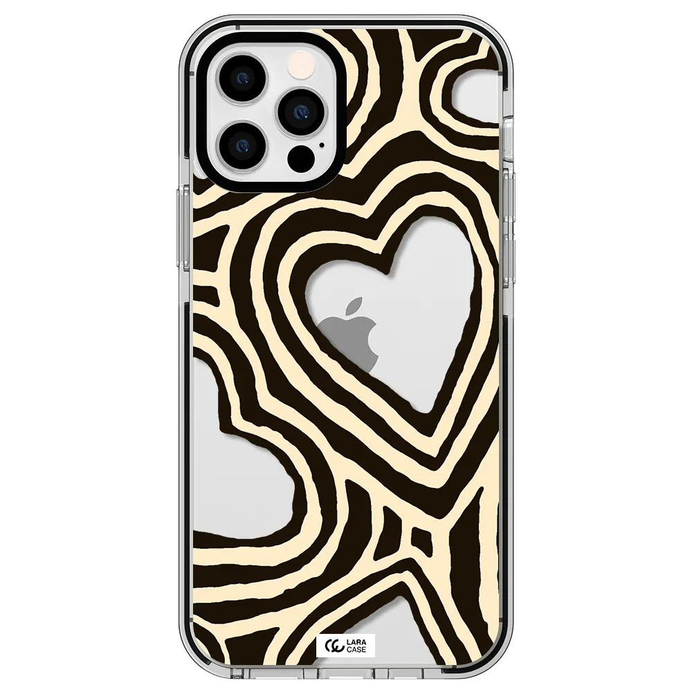 Cute Hearts Apple iPhone 12 pro impact black border Case