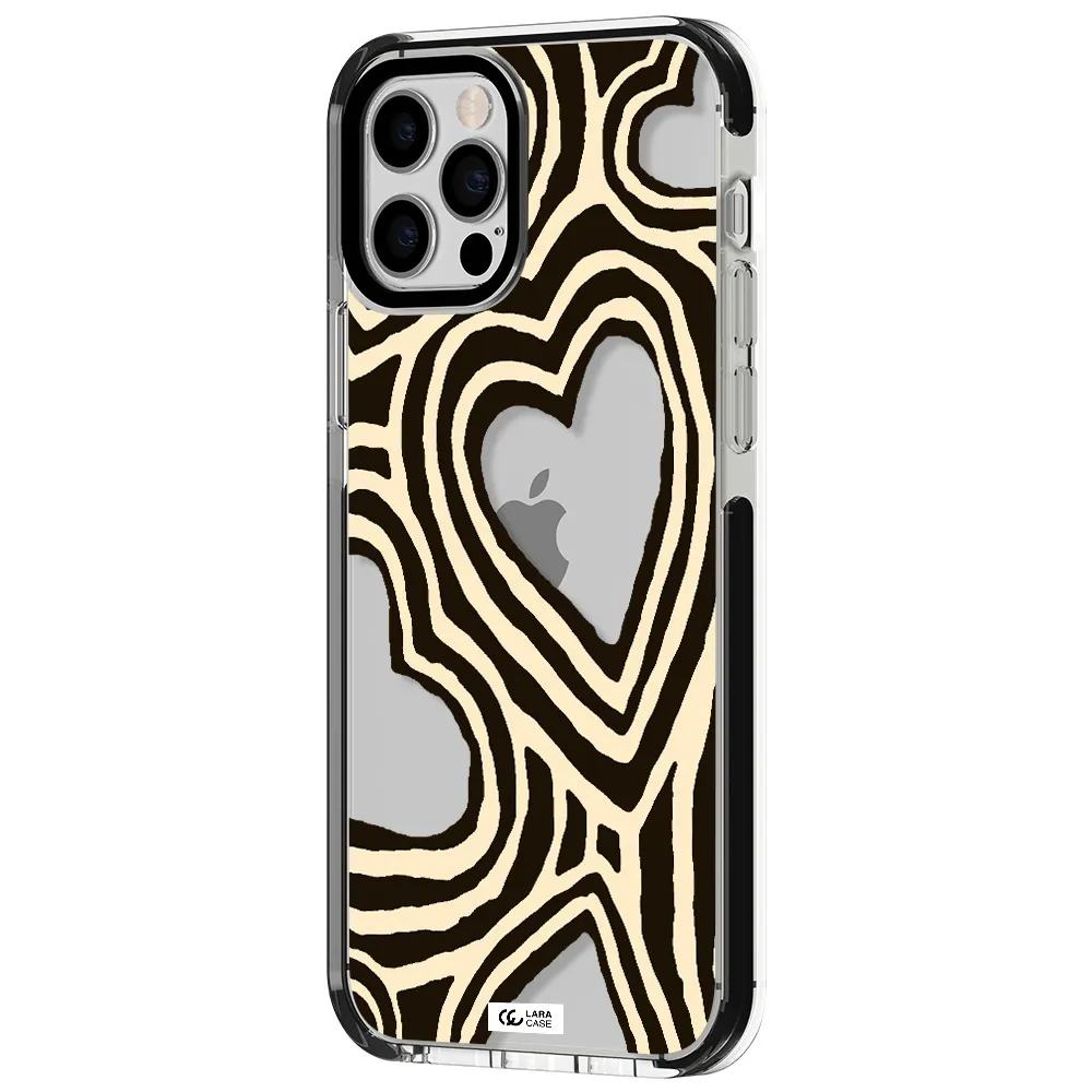 Cute Hearts Apple iPhone 12 pro impact black border Case
