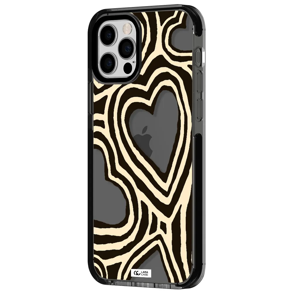 Cute Hearts Apple iPhone 12 pro impact Smoke Black Case