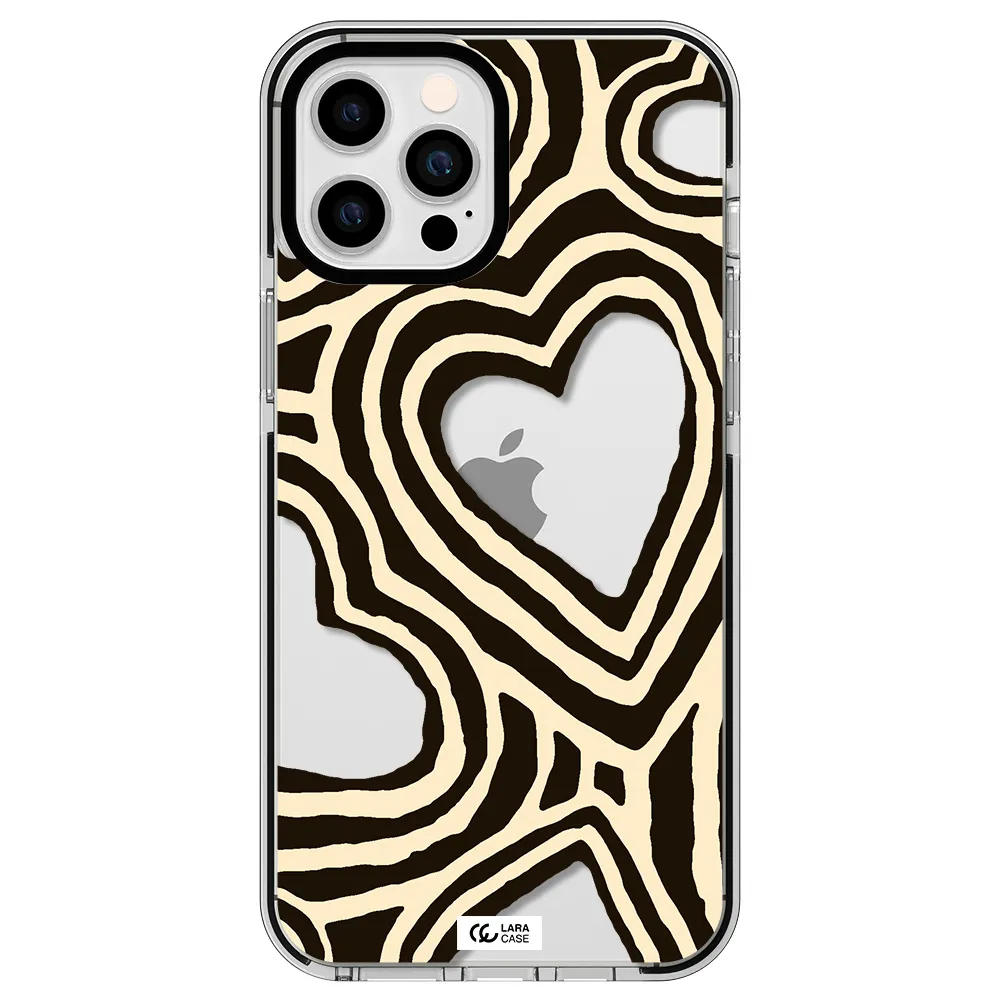 Cute Hearts Apple iPhone 12 pro max impact black border Case