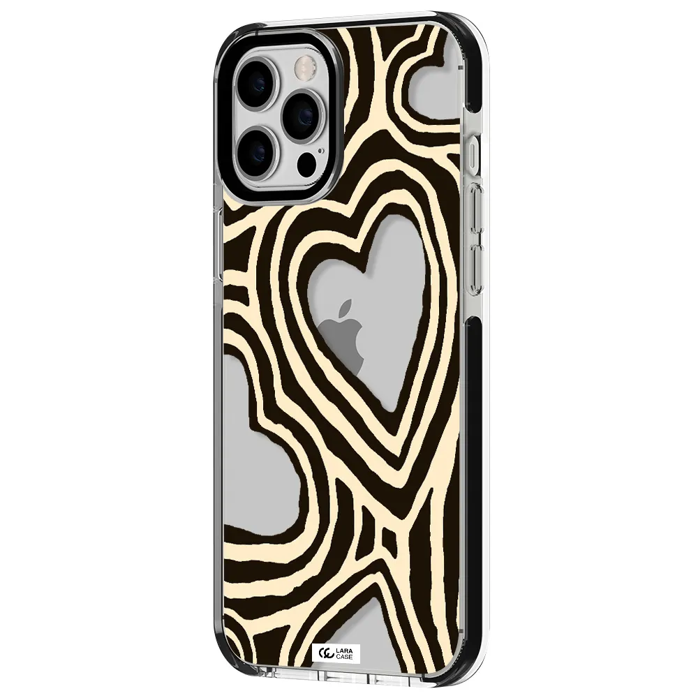 Cute Hearts Apple iPhone 12 pro max impact black border Case