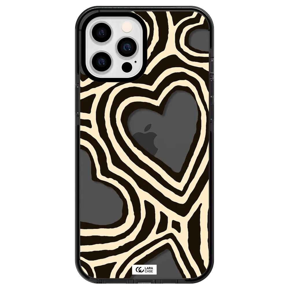 Cute Hearts Apple iPhone 12 pro max impact Smoke Black Case