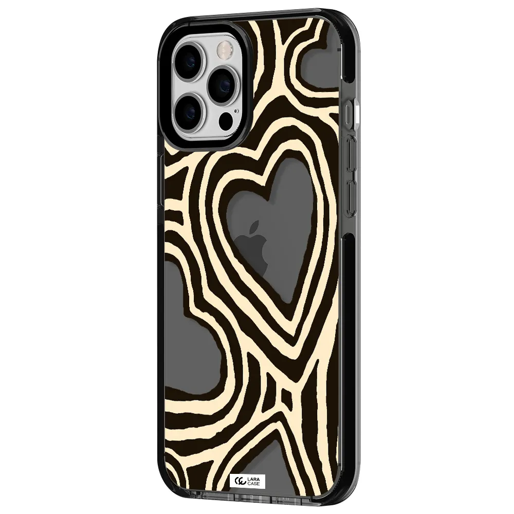 Cute Hearts Apple iPhone 12 pro max impact Smoke Black Case