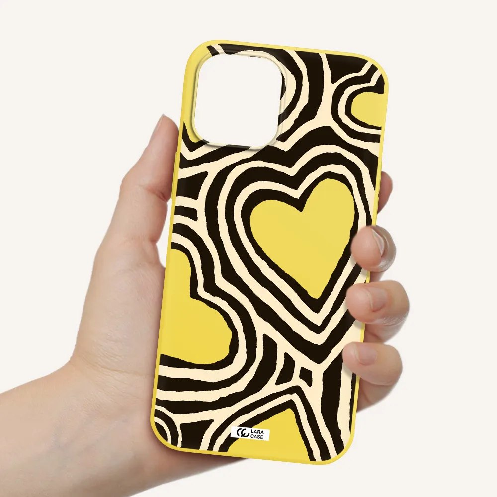 Cute Hearts Apple iPhone 12 pro max Silicone canary yellow Case