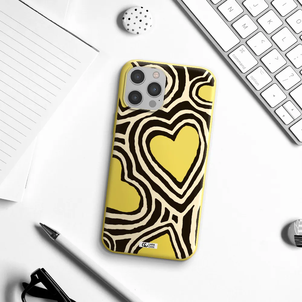 Cute Hearts Apple iPhone 12 pro max Silicone canary yellow Case