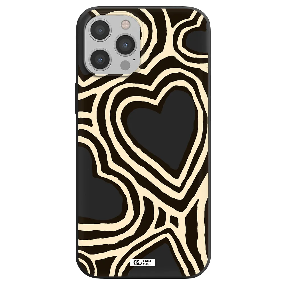 Cute Hearts Apple iPhone 12 pro Silicone black Case