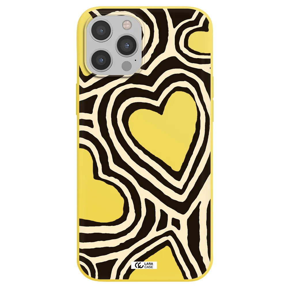 Cute Hearts Apple iPhone 12 pro Silicone canary yellow Case