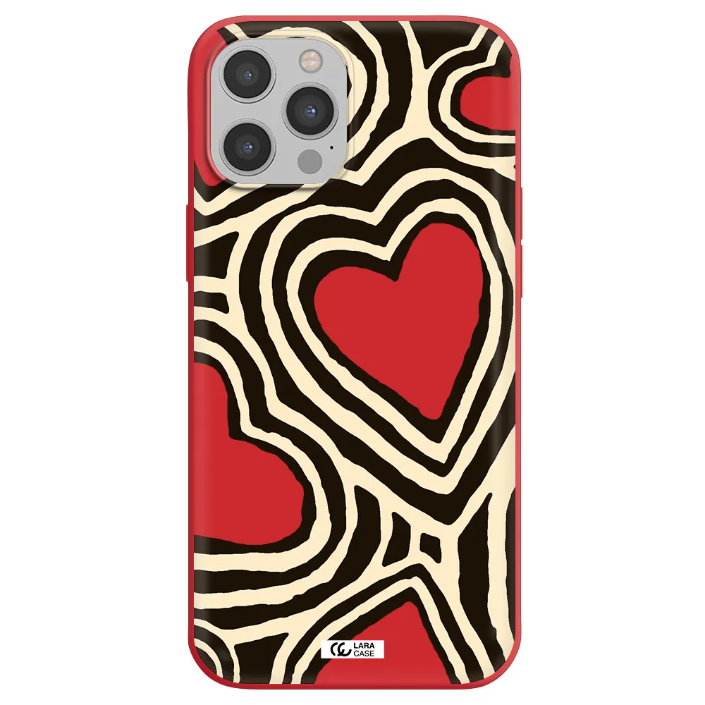 Cute Hearts Apple iPhone 12 pro Silicone Imperial Red Case