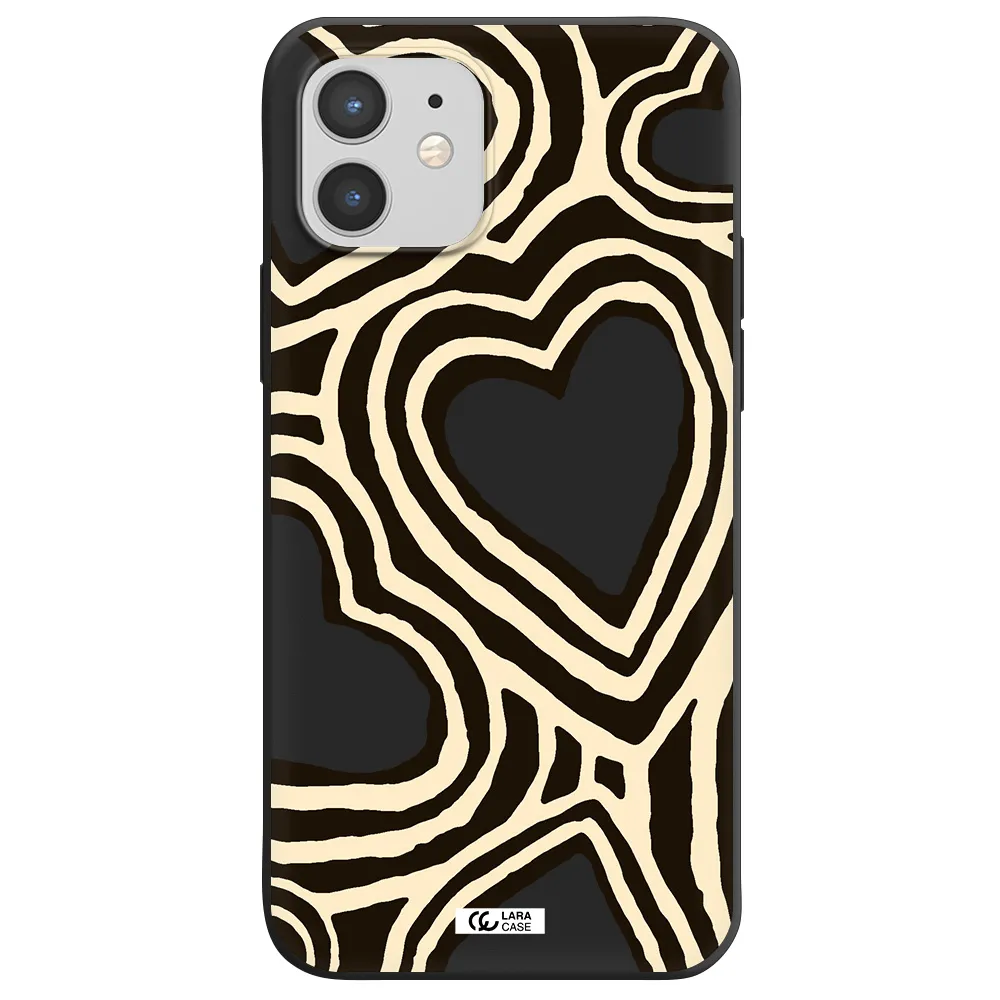 Cute Hearts Apple iPhone 12 Silicone black Case