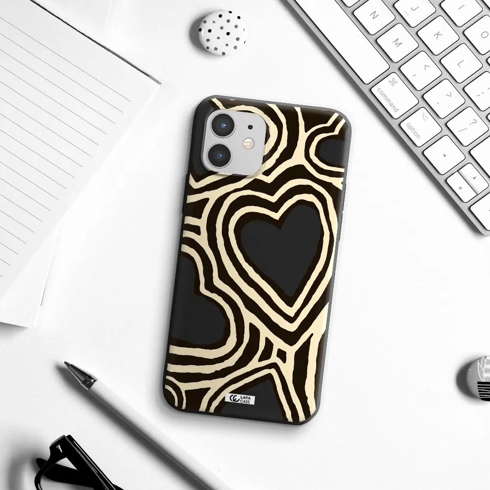 Cute Hearts Apple iPhone 12 Silicone black Case