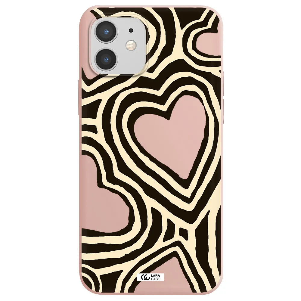 Cute Hearts Apple iPhone 12 Silicone pastel pink Case