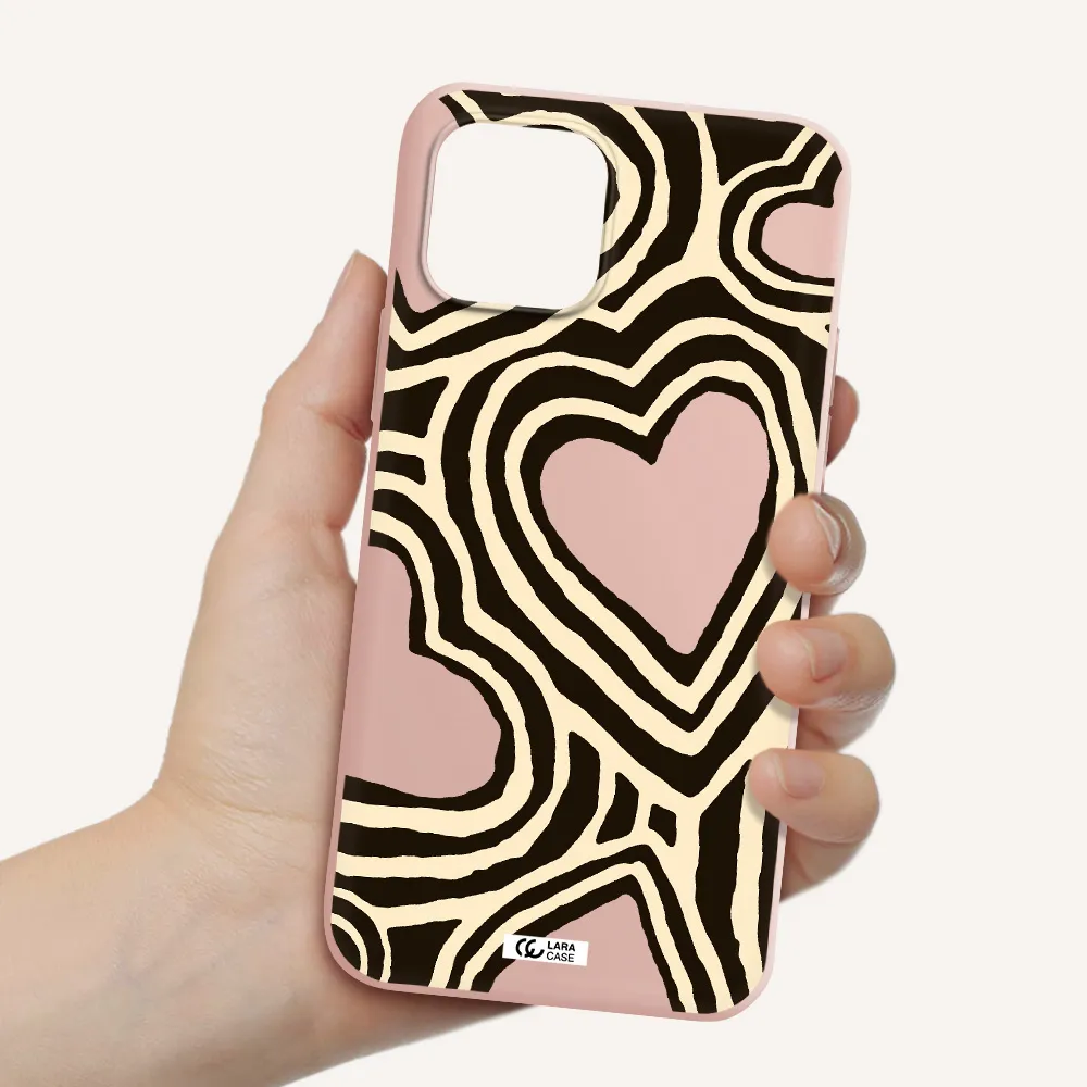 Cute Hearts Apple iPhone 12 Silicone pastel pink Case