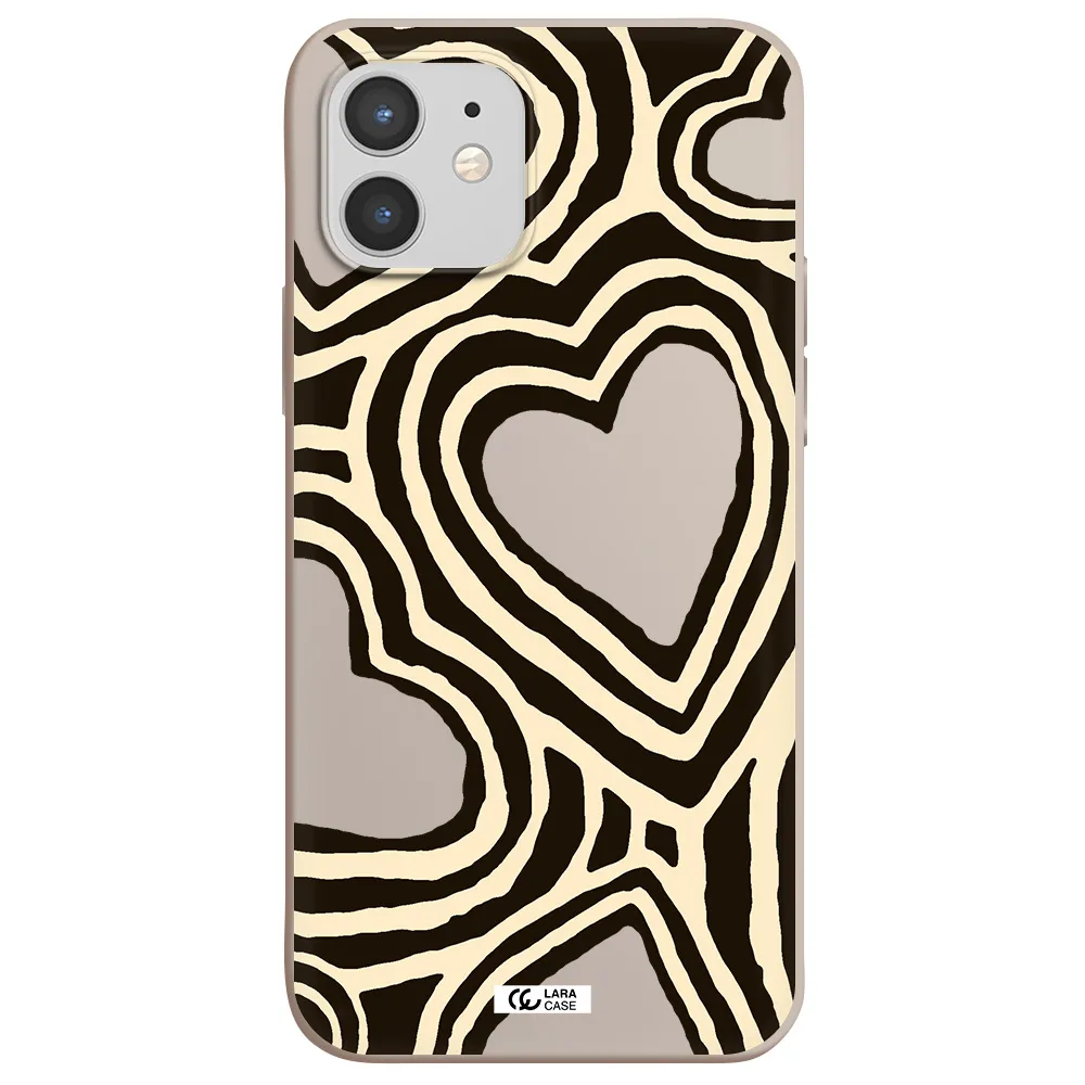 Cute Hearts Apple iPhone 12 Silicone Stone Case