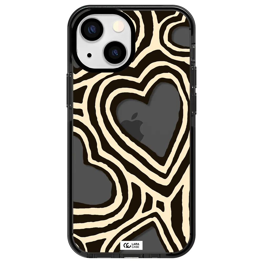 Cute Hearts Apple iPhone 13 mini impact Smoke Black Case