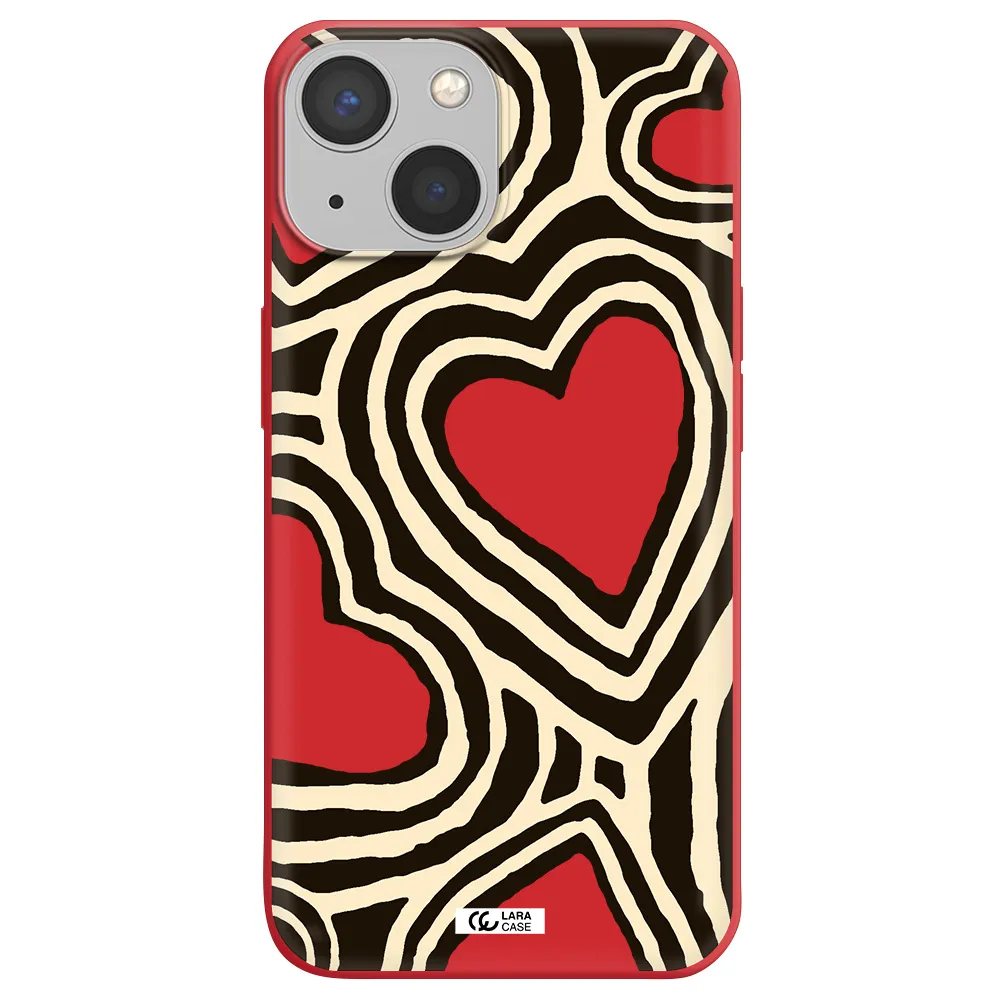 Cute Hearts Apple iPhone 13 mini Silicone Imperial Red Case