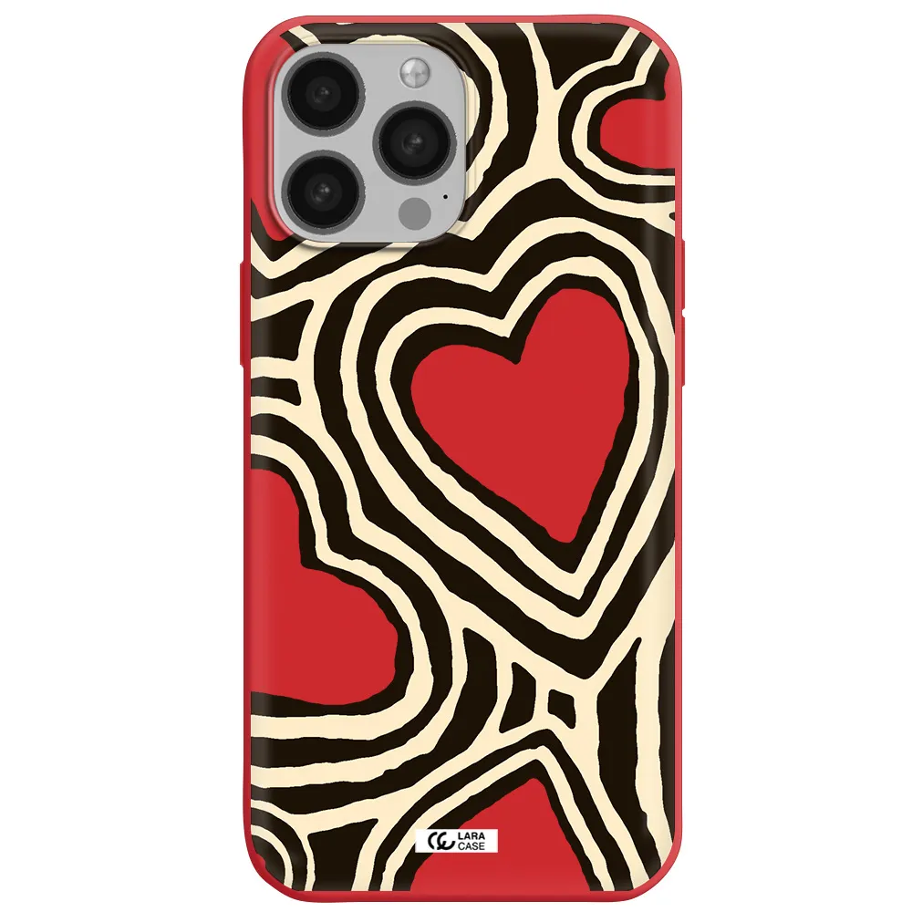 Cute Hearts Apple iPhone 13 Pro Max Silicone Imperial Red Case