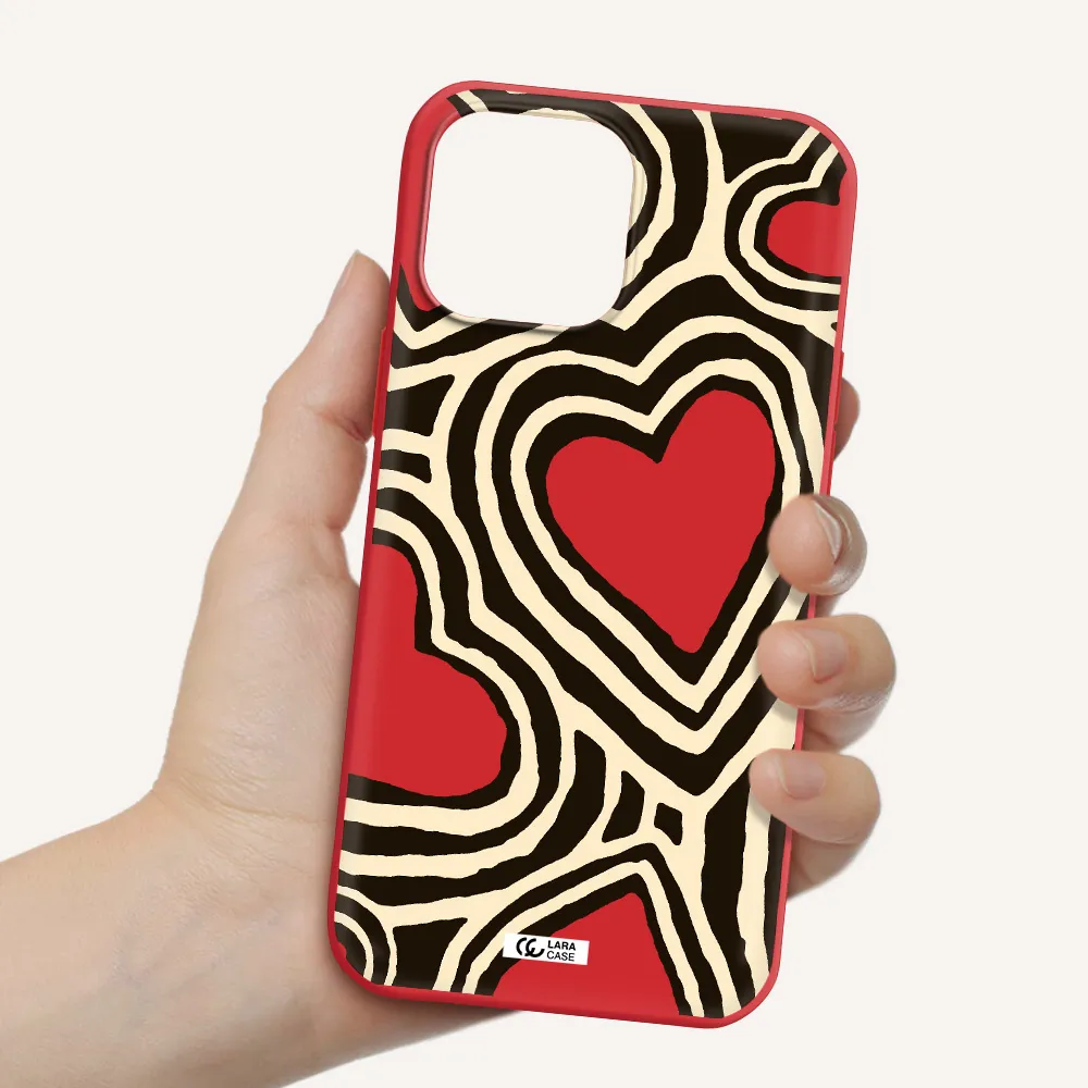 Cute Hearts Apple iPhone 13 Pro Max Silicone Imperial Red Case