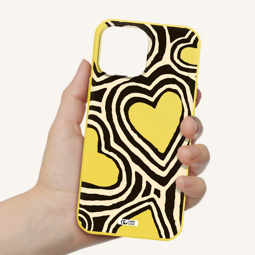 Cute Hearts Apple iPhone 13 Pro Silicone canary yellow Case