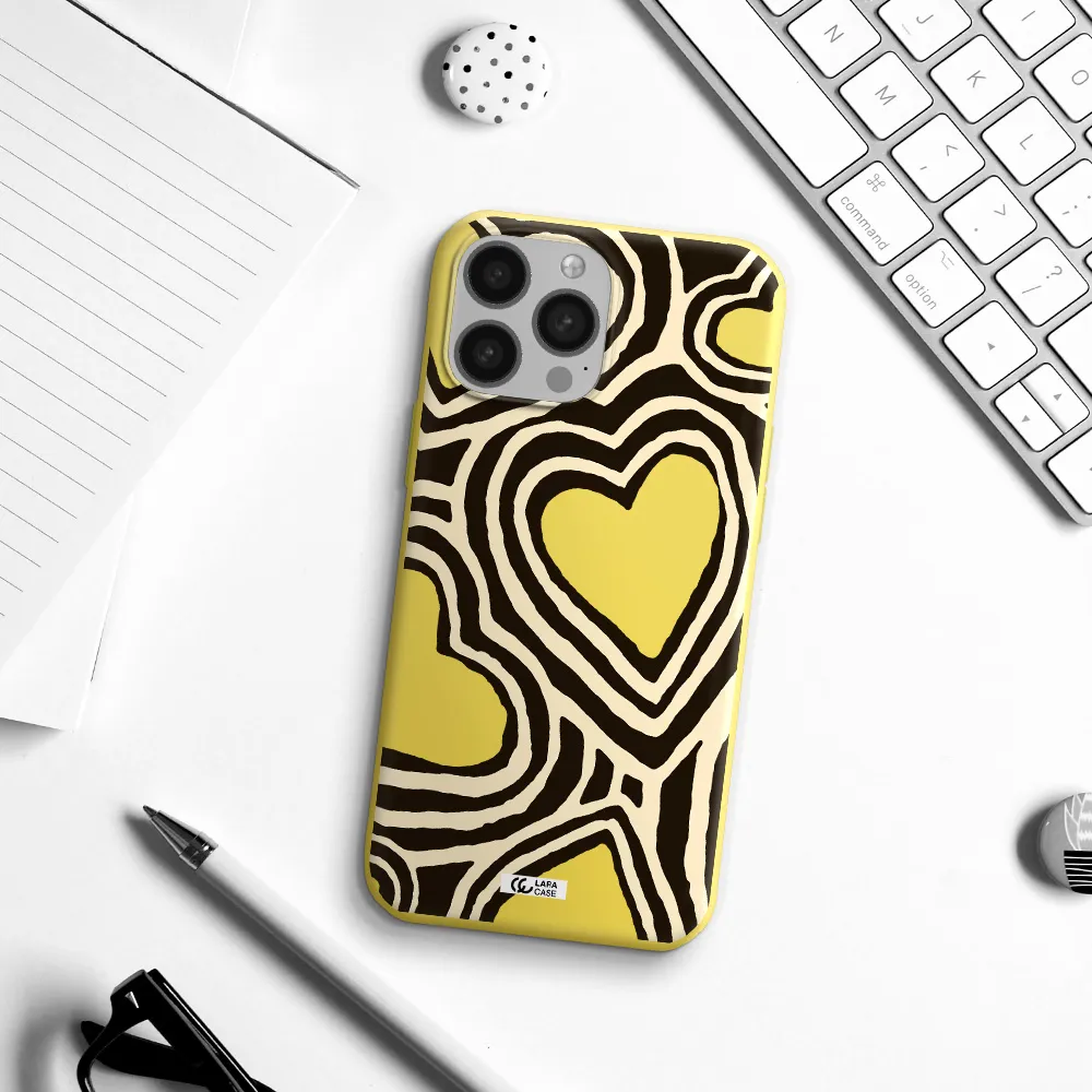 Cute Hearts Apple iPhone 13 Pro Silicone canary yellow Case