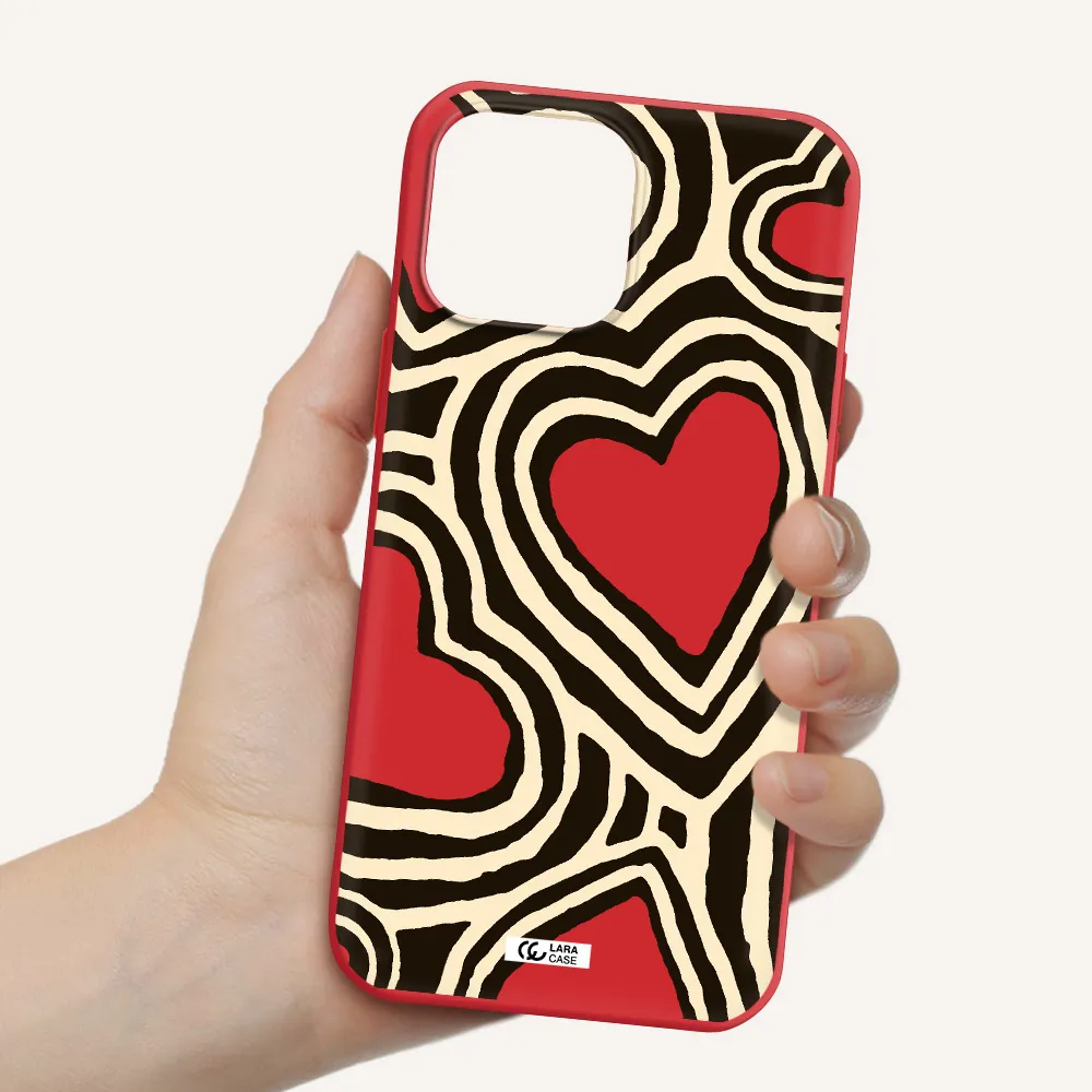 Cute Hearts Apple iPhone 13 Pro Silicone Imperial Red Case