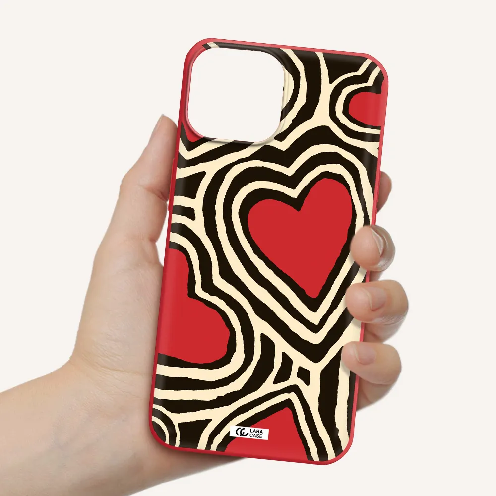 Cute Hearts Apple iPhone 13 Silicone Imperial Red Case