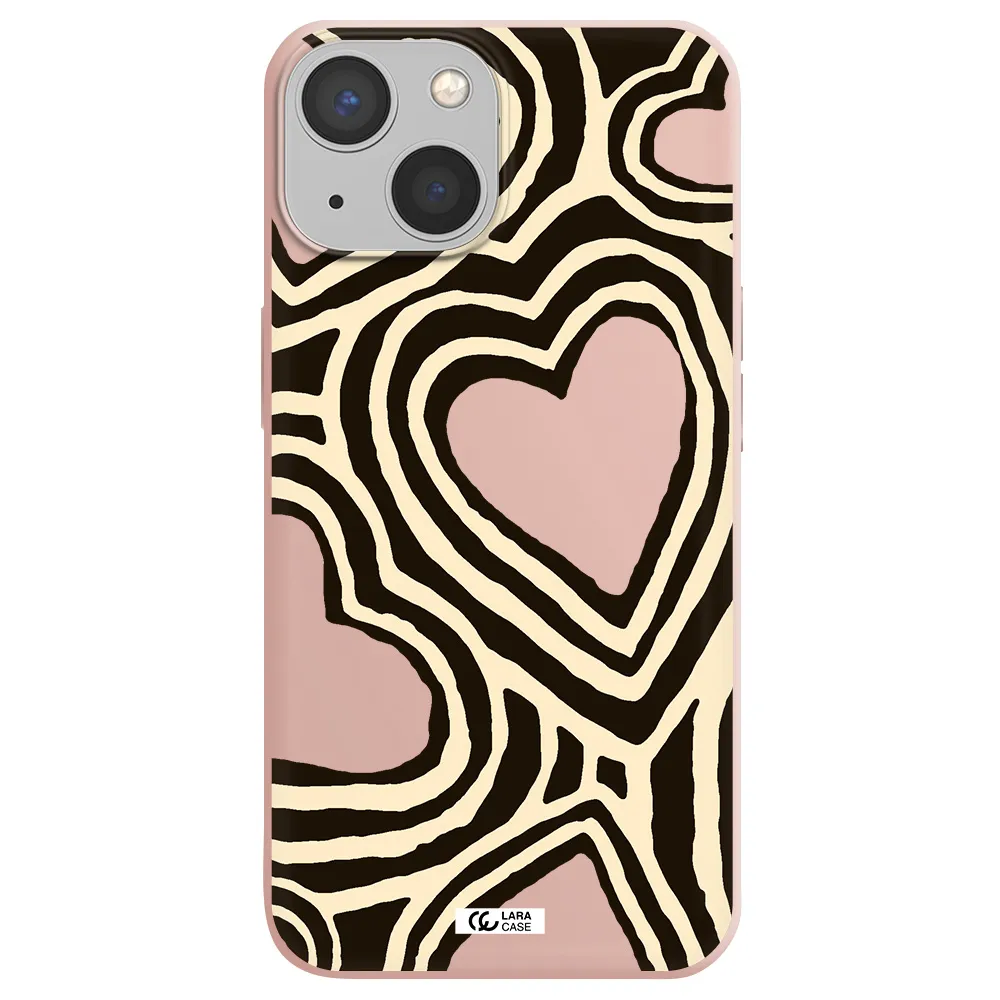 Cute Hearts Apple iPhone 13 Silicone pastel pink Case