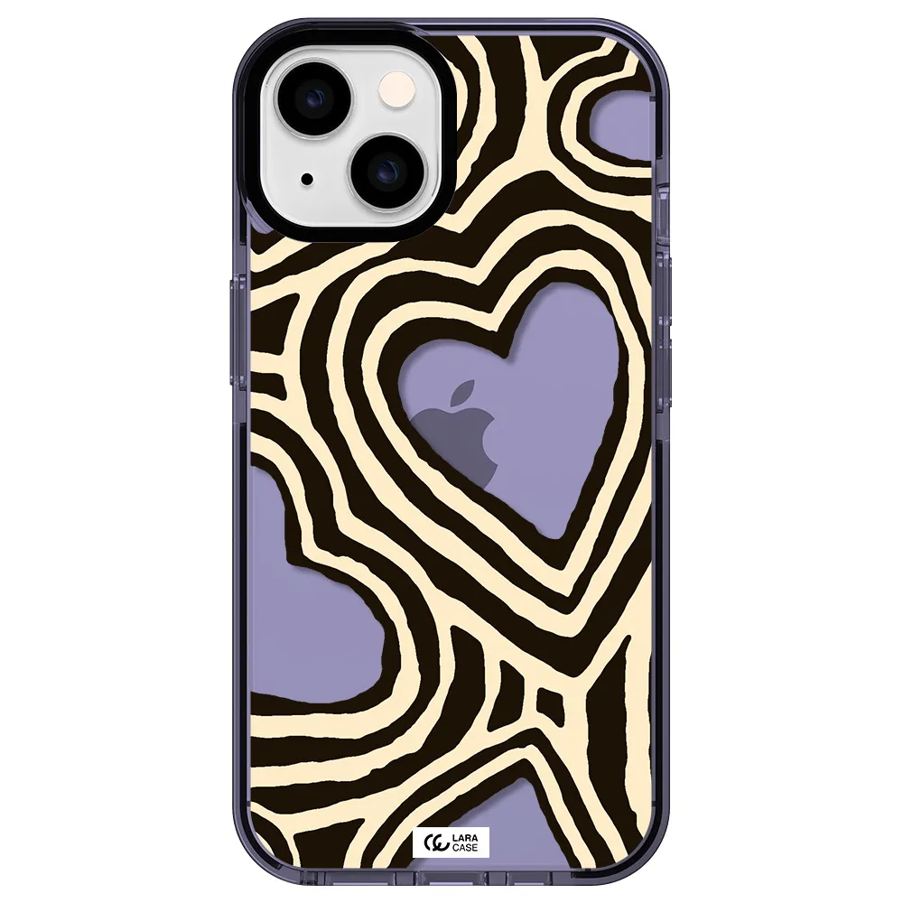 Cute Hearts Apple iPhone 14 impact Lilac Case