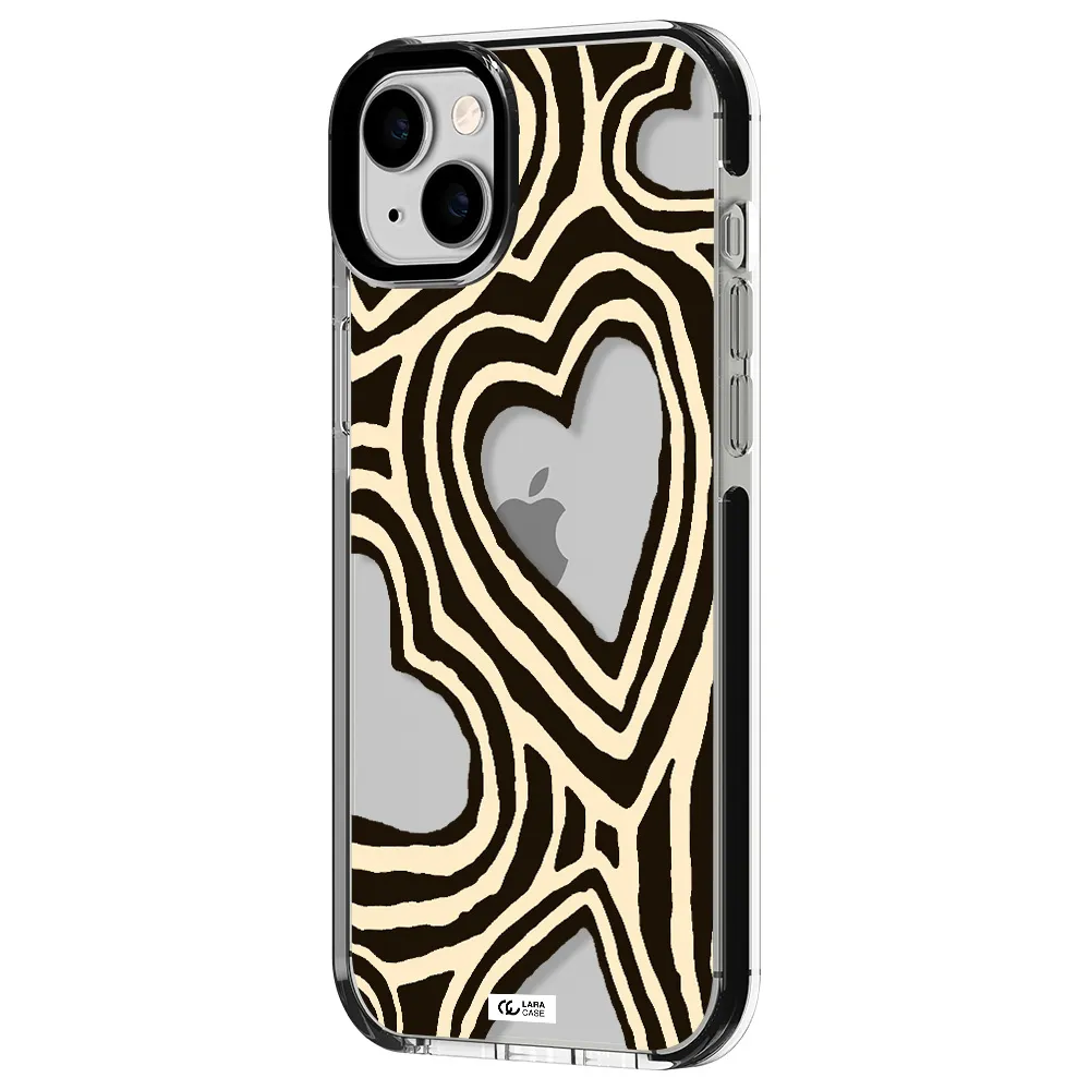 Cute Hearts Apple iPhone 14 plus impact black border Case