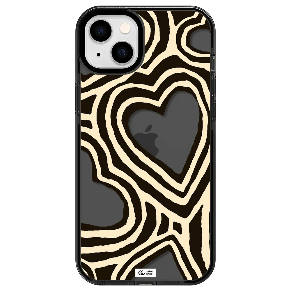 Cute Hearts Apple iPhone 14 plus impact Smoke Black Case