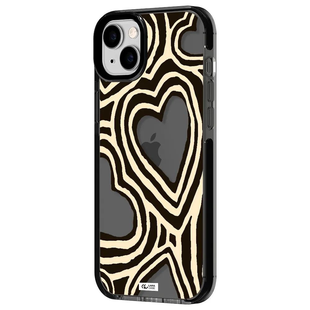 Cute Hearts Apple iPhone 14 plus impact Smoke Black Case