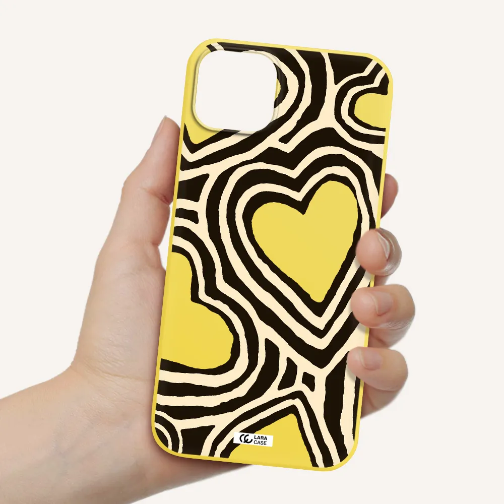 Cute Hearts Apple iPhone 14 plus Silicone canary yellow Case