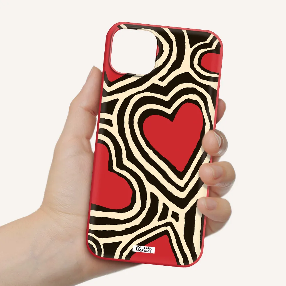Cute Hearts Apple iPhone 14 plus Silicone Imperial Red Case