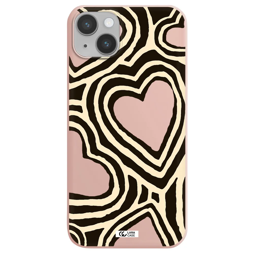 Cute Hearts Apple iPhone 14 plus Silicone pastel pink Case