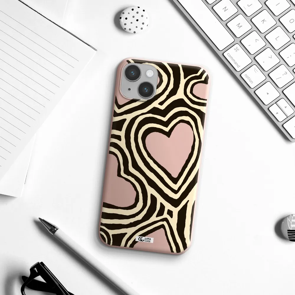 Cute Hearts Apple iPhone 14 plus Silicone pastel pink Case