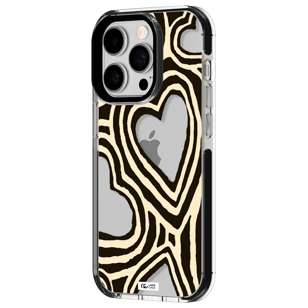 Cute Hearts Apple iPhone 14 pro impact black border Case