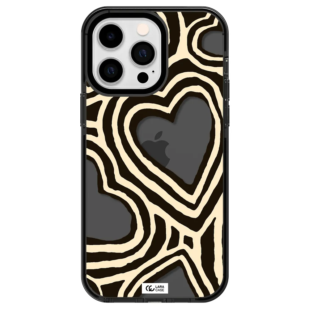Cute Hearts Apple iPhone 14 pro max impact Smoke Black Case