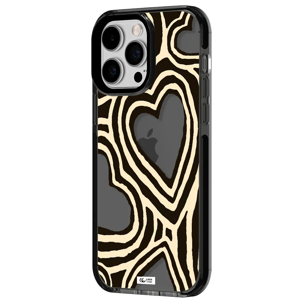 Cute Hearts Apple iPhone 14 pro max impact Smoke Black Case