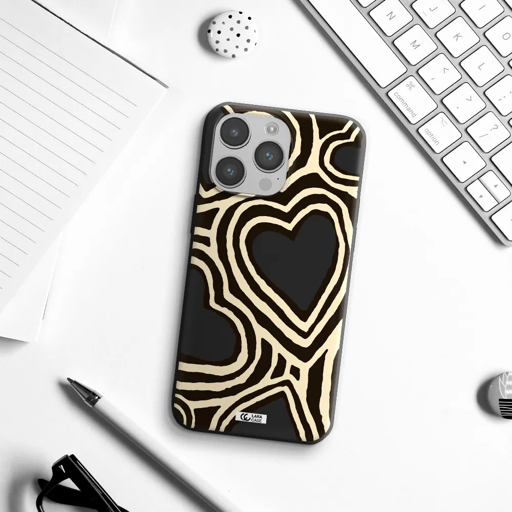 Cute Hearts Apple iPhone 14 pro max Silicone black Case