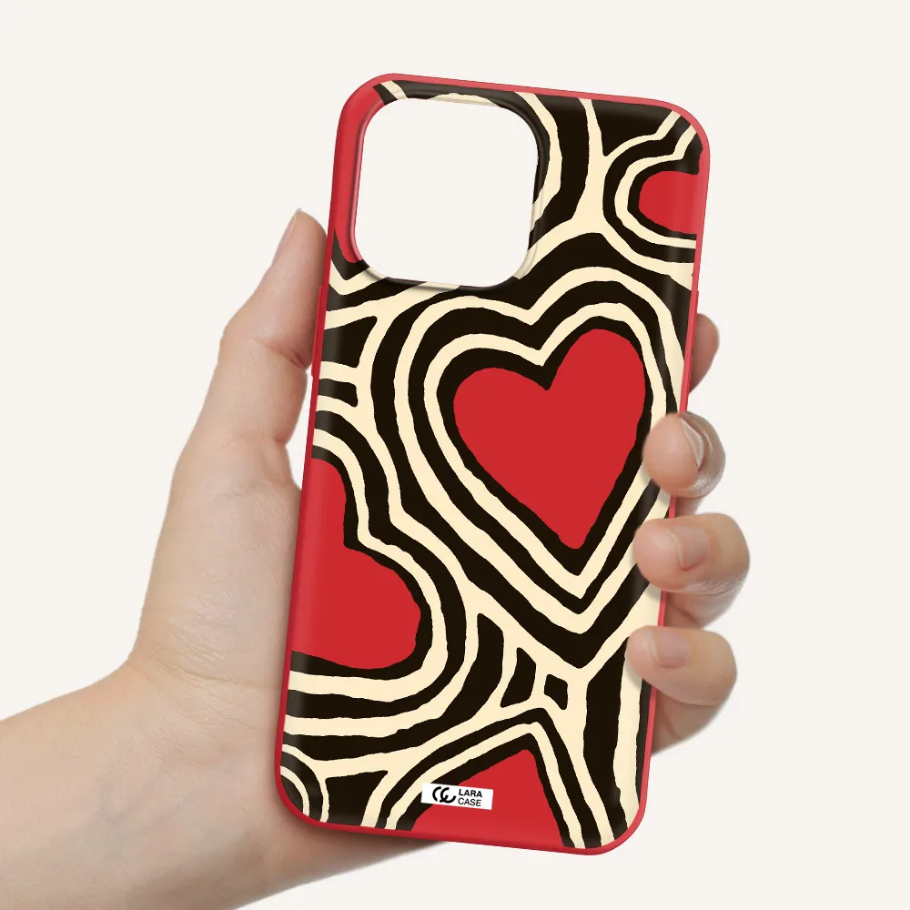 Cute Hearts Apple iPhone 14 pro max Silicone Imperial Red Case