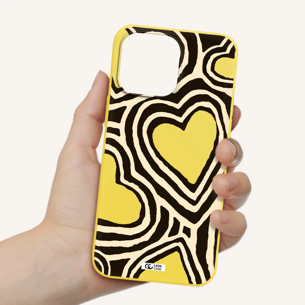 Cute Hearts Apple iPhone 14 pro Silicone canary yellow Case