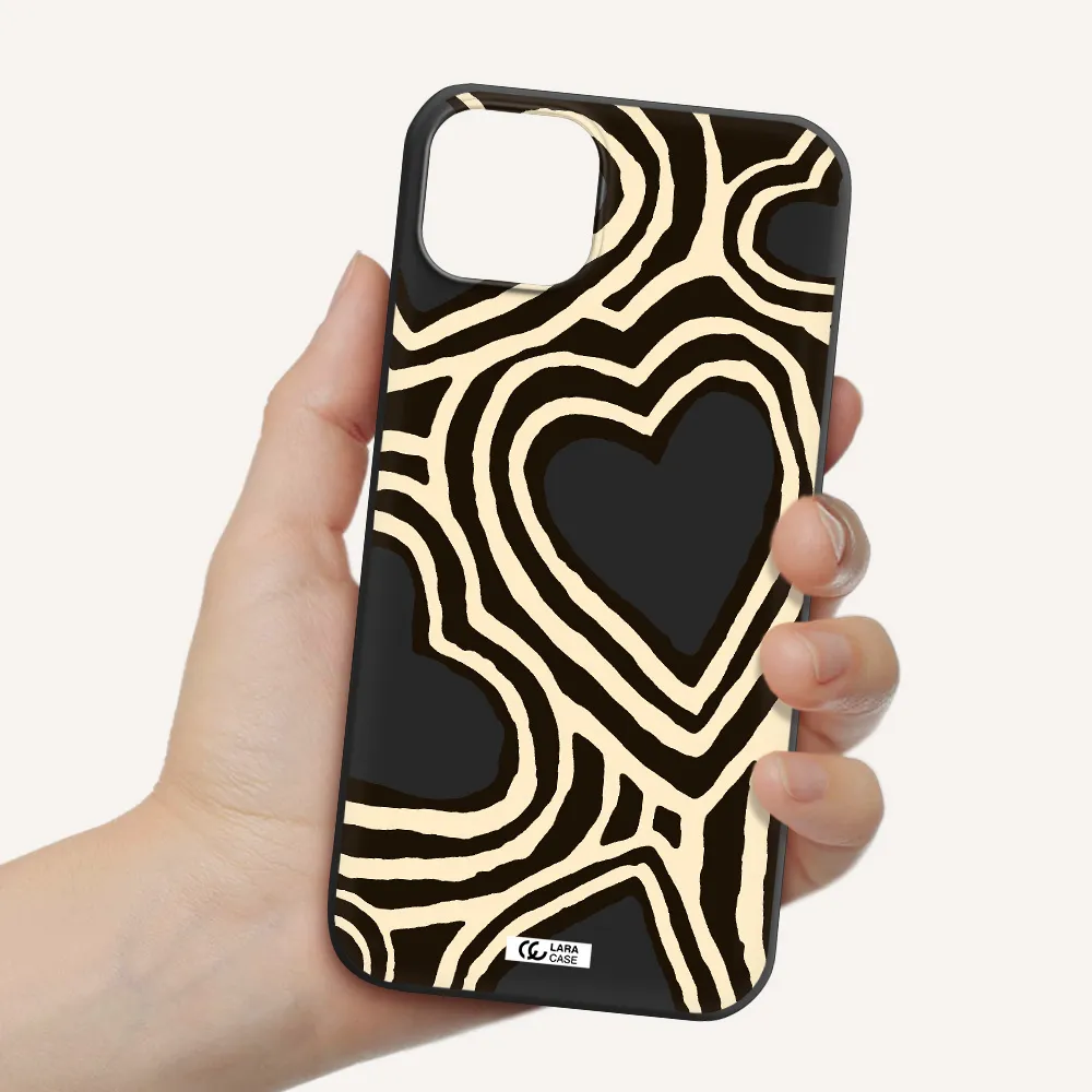 Cute Hearts Apple iPhone 14 Silicone black Case