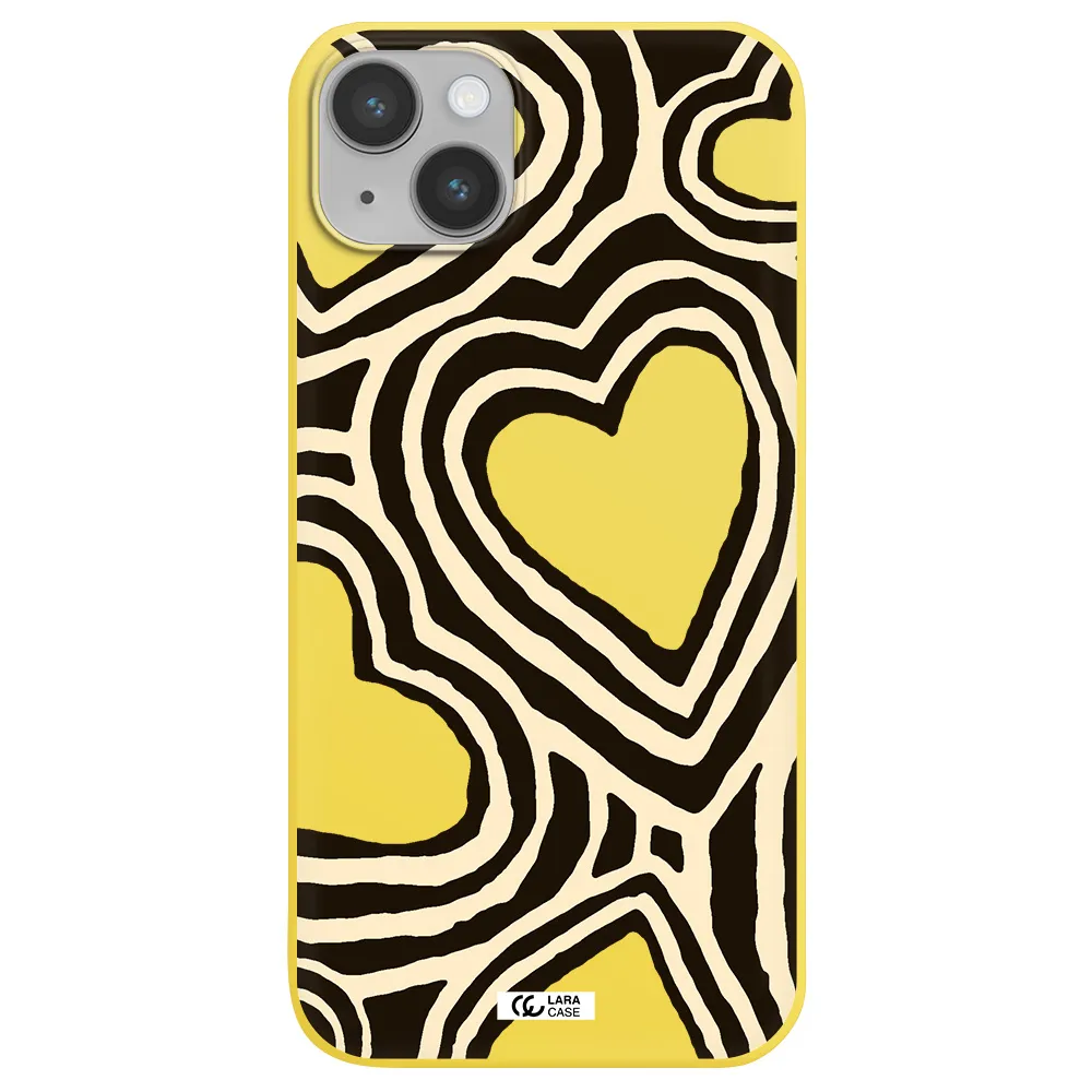 Cute Hearts Apple iPhone 14 Silicone canary yellow Case