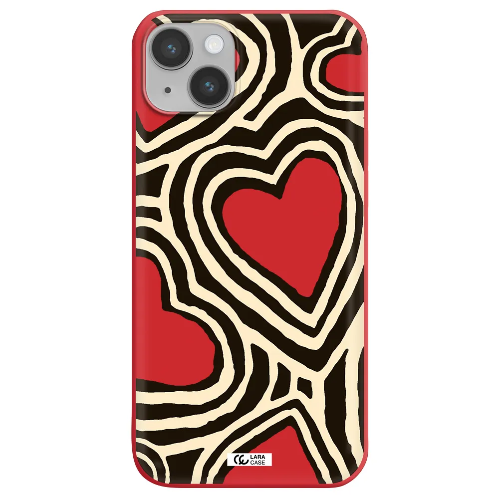 Cute Hearts Apple iPhone 14 Silicone Imperial Red Case