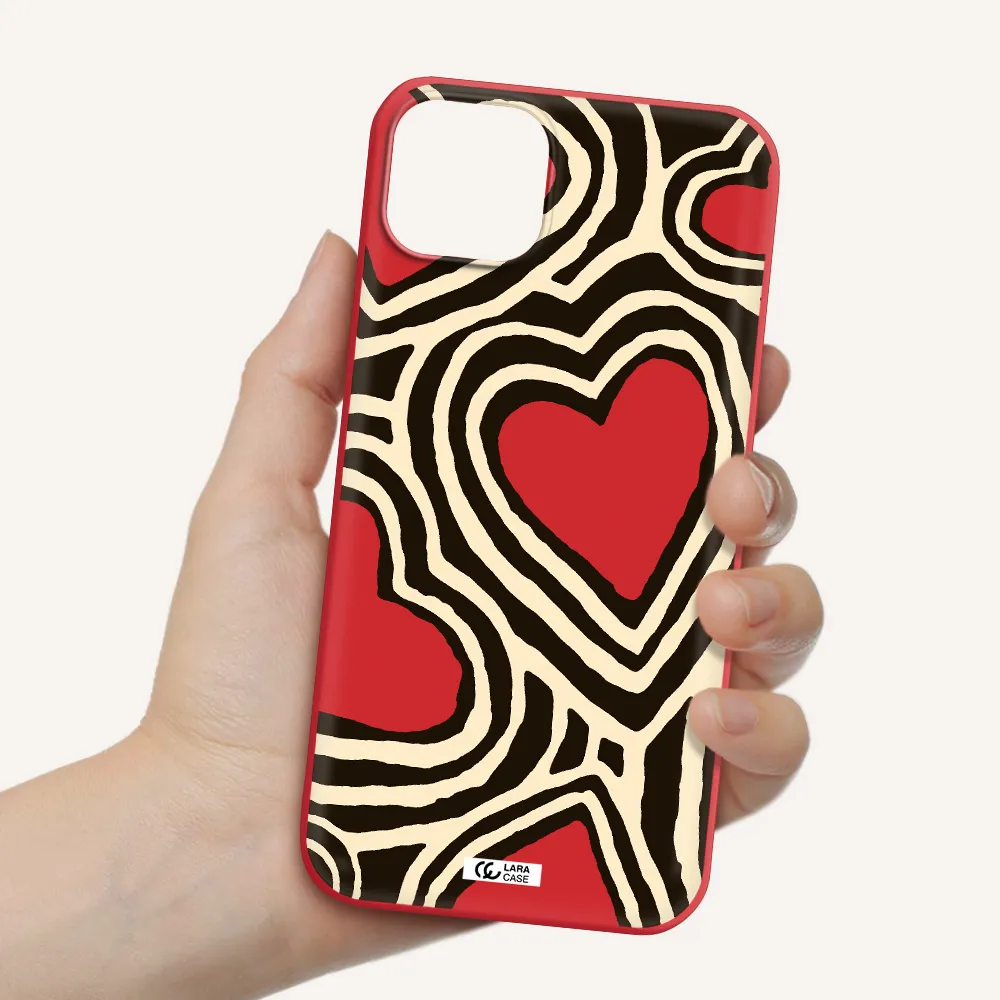 Cute Hearts Apple iPhone 14 Silicone Imperial Red Case