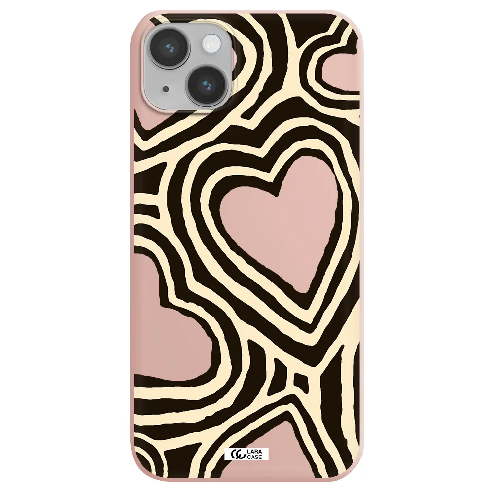 Cute Hearts Apple iPhone 14 Silicone pastel pink Case