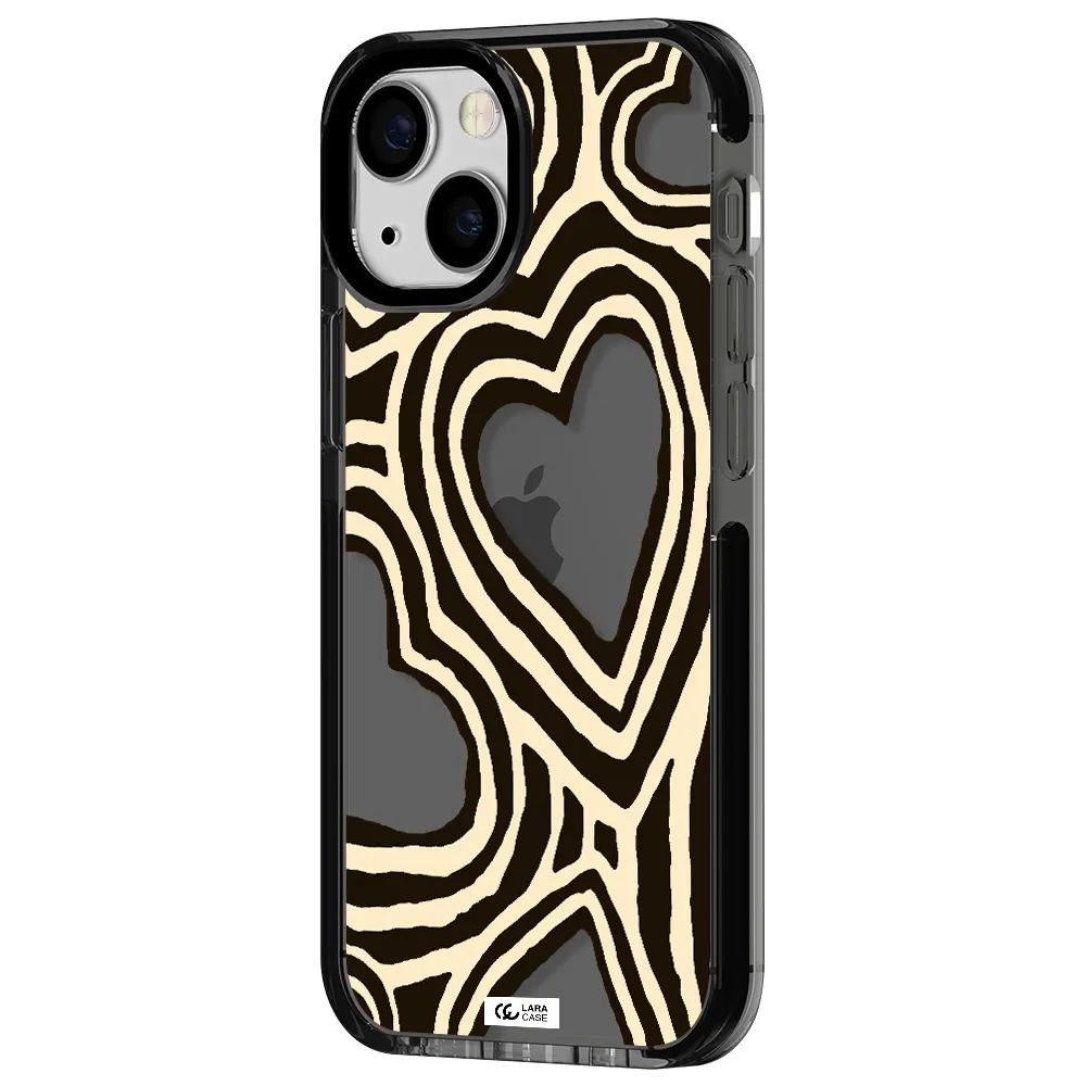 Cute Hearts Apple iPhone 15 impact Smoke Black Case