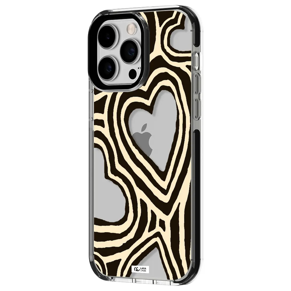 Cute Hearts Apple iPhone 15 Pro impact black border Case