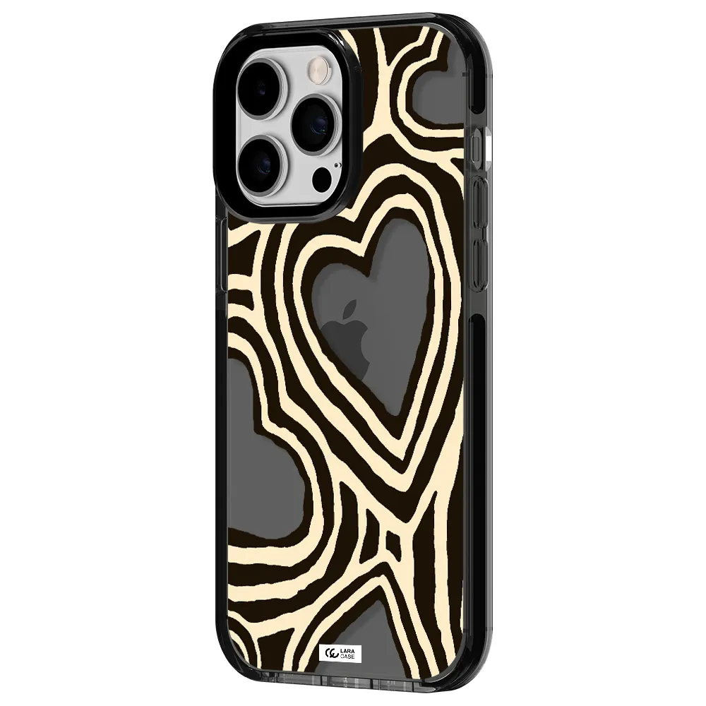 Cute Hearts Apple iPhone 15 Pro impact Smoke Black Case