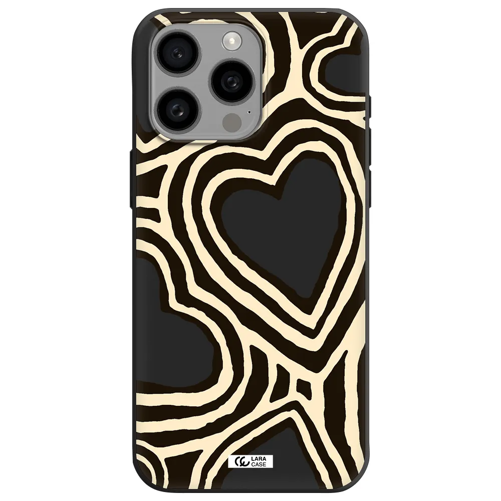 Cute Hearts Apple Iphone 15 Pro max Silicone black Case
