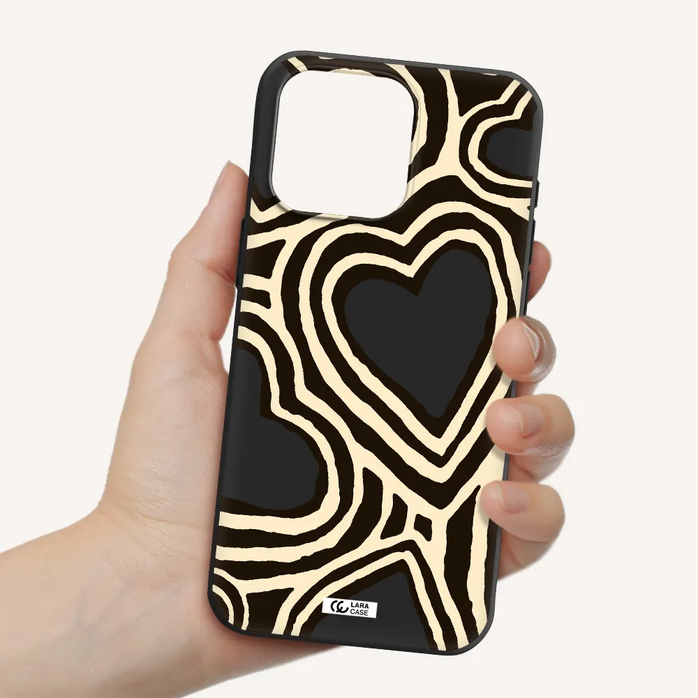 Cute Hearts Apple Iphone 15 Pro max Silicone black Case